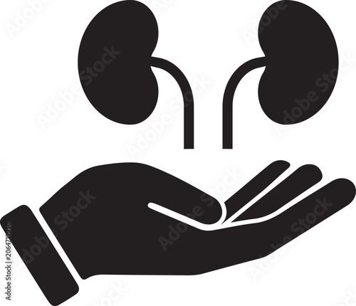 Foto Medical care for kidneys with hand illustration