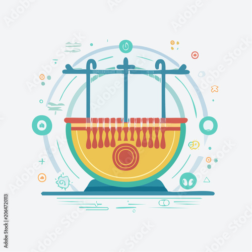 Stylized Illustration of a Kalimba Musical Instrument