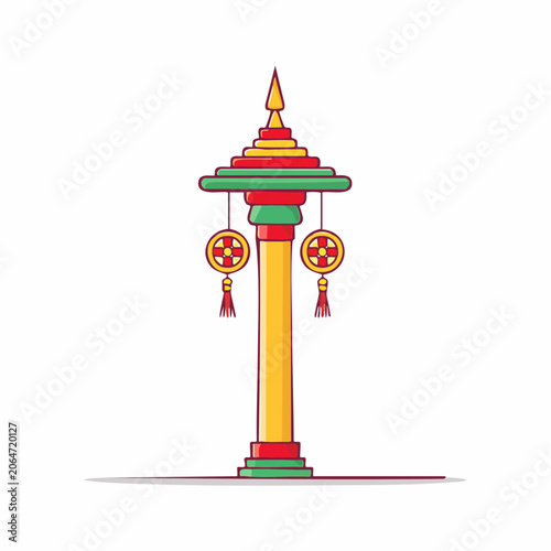 Traditional Thai Pillar with Ornate Decorations