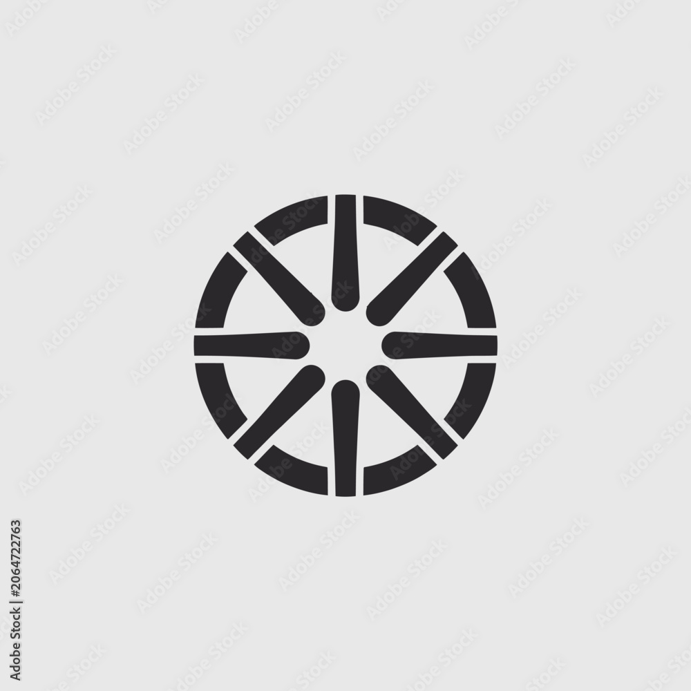 Obraz premium Minimalist black circular gear icon design.