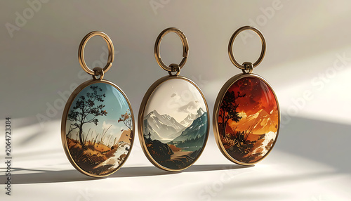 Artistic Pendants Featuring Scenic Landscape Designs in Earthy Tones