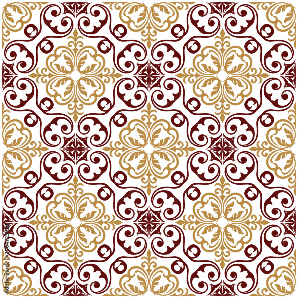Fototapeta premium Seamless Mediterranean ceramic tile pattern. Traditional Portuguese azulejo or Spanish talavera style ornament for kitchen backsplash, bathroom floor, and luxury home decor.