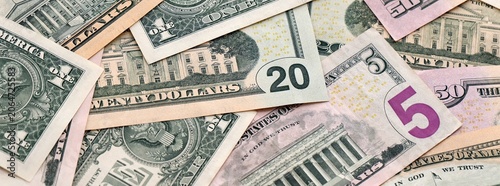 Obraz na plátně Details of old United States USD dollar bills