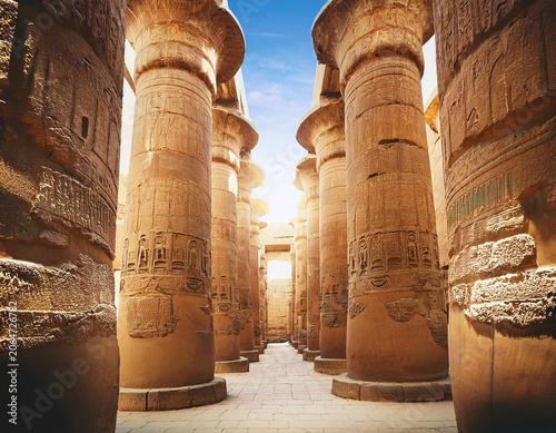 karnak hypostyle hall columns in the temple at luxor thebes