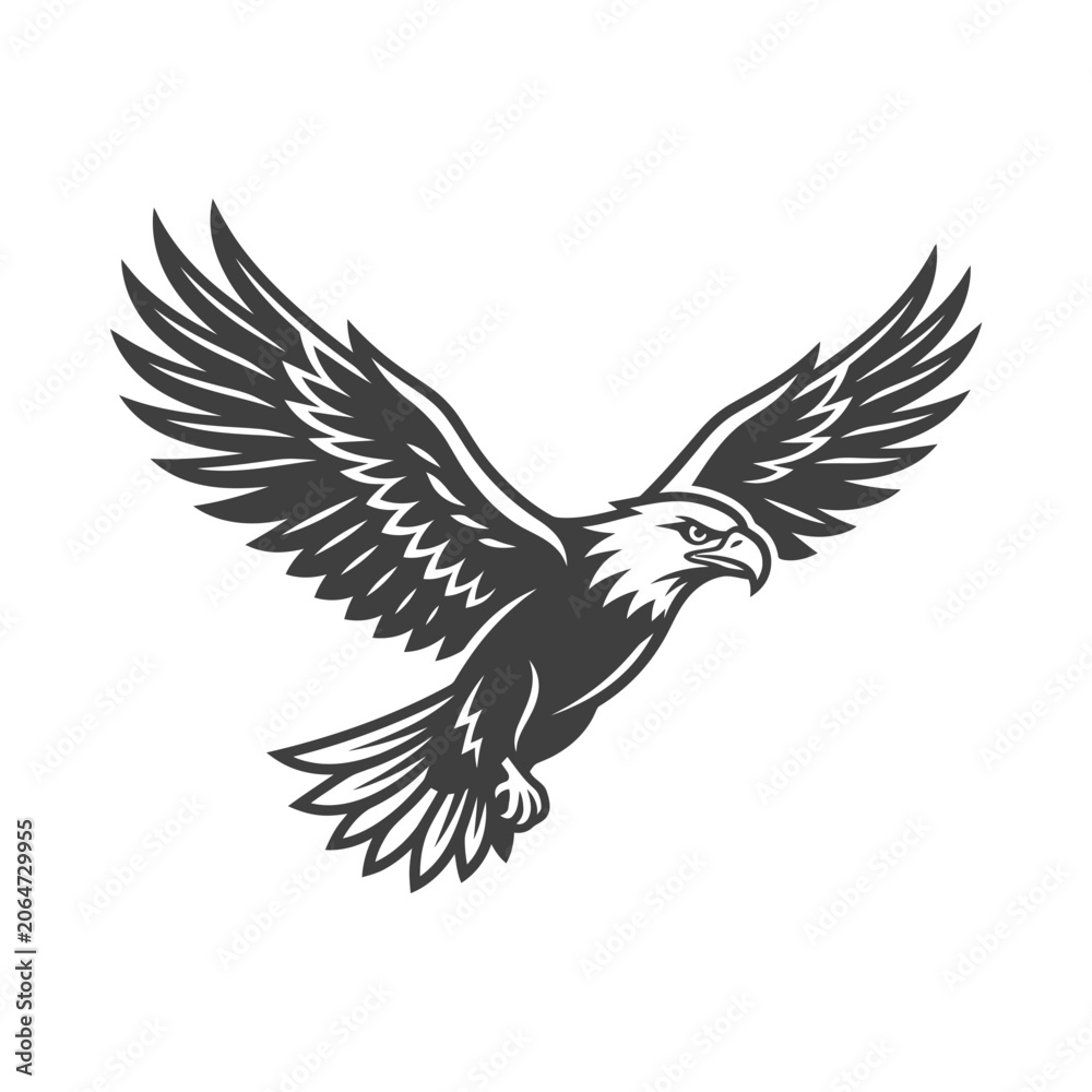 Fototapeta premium Majestic Bald Eagle in Flight, Symbol of Freedom and Power, Vector Illustration