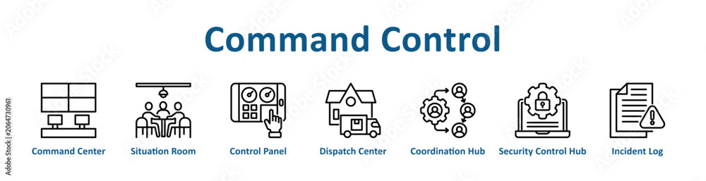 Fototapeta premium Command Control web icon banner with line art style