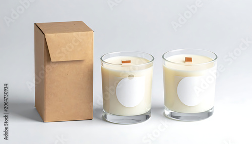 Two Elegant Scented Candles in Clear Glass Jars with Minimalist Packaging