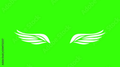 4K loop animation of two white wings flapping smoothly on a clean white background. Ideal for fantasy themes, angel concepts, motion graphics, video editing, and visual effects projects.