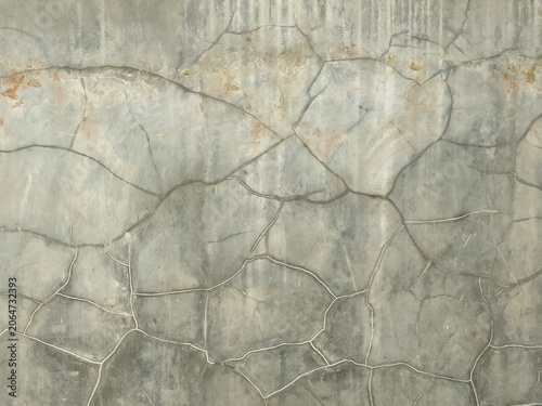 Tableau sur toile weathered grey concrete wall with multiple hairline cracks