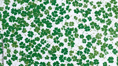 Vibrant clover leaves pattern with green tones. Artificial intelligence image