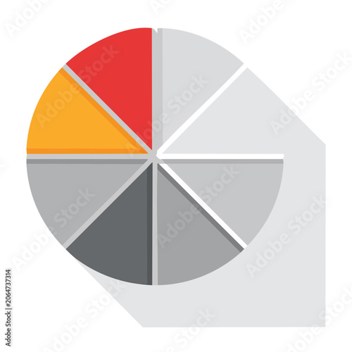 Flat design pie chart icon with colored segments