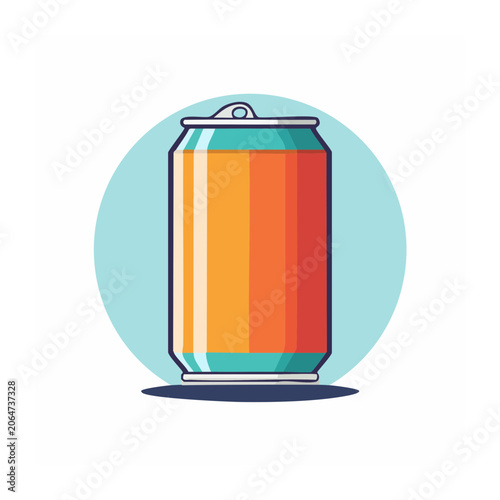 Flat design soda can icon on cyan background