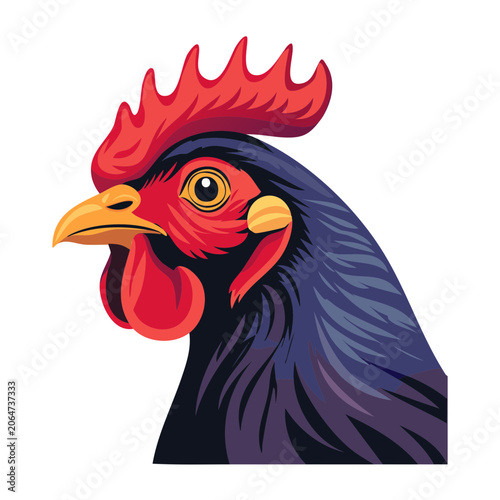 Flat design rooster head illustration