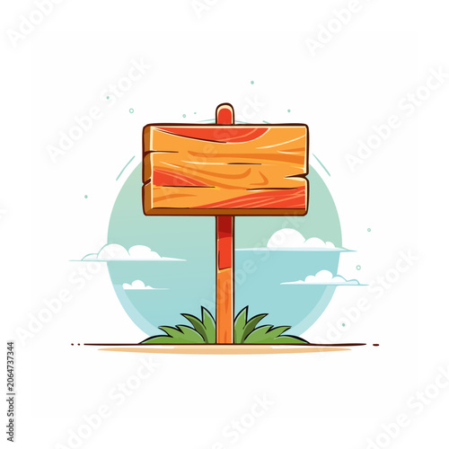Flat design wooden signpost with sky background