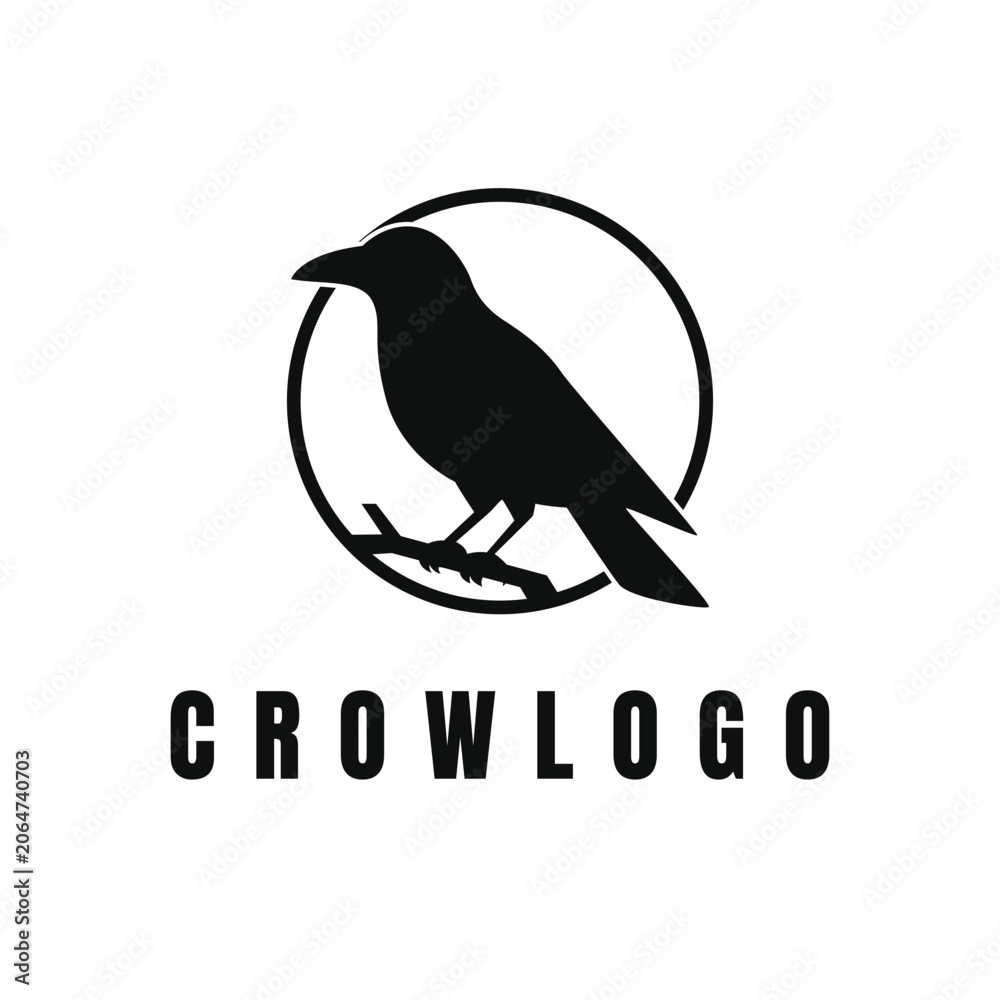 Obraz premium Black Raven Crow Logo Design Concept Silhouette Style