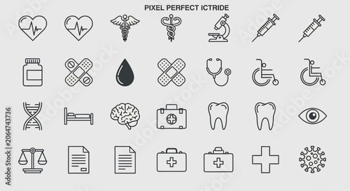 Foto A robust collection of pixel-perfect medical and healthcare icons, ideal for ill