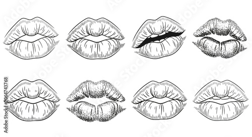Foto Dynamic collection of hand-drawn sketch illustrations depicting various sensual