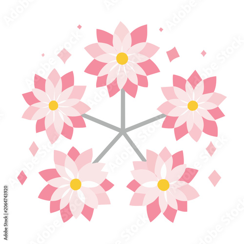 Pink flower with yellow center vector design