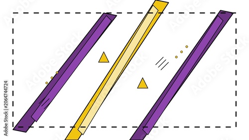 Abstract graphic background with purple and yellow diagonal stripes