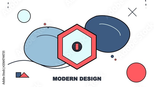 Abstract geometric composition with hexagon and organic shapes for design
