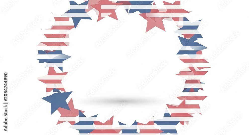 Obraz premium Patriotic star frame graphic featuring red and blue striped patterns on a clean white background