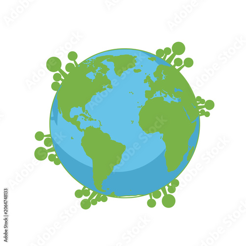 Global pandemic earth virus illustration.