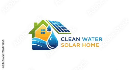 Clean Water Solar Home Logo Design.