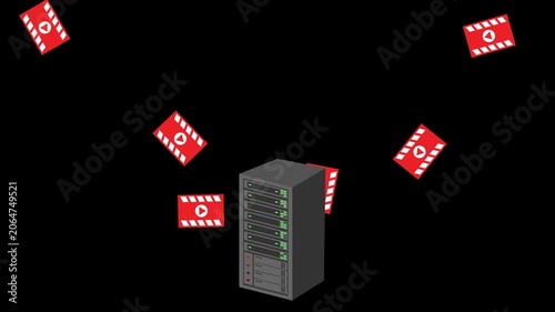 animated video icon entering the server with a transparent background