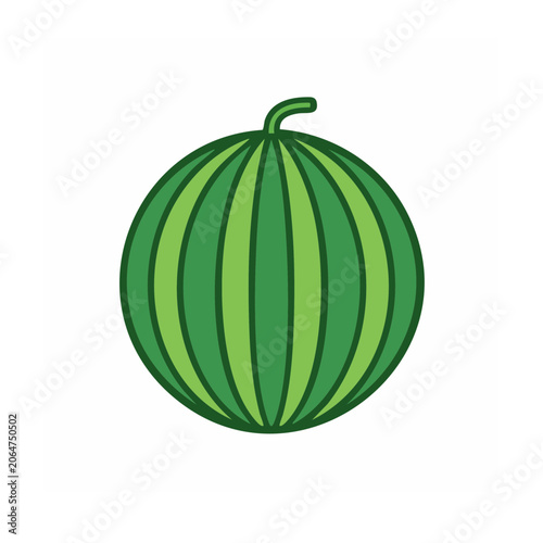Green Watermelon Illustration with Transparent Background