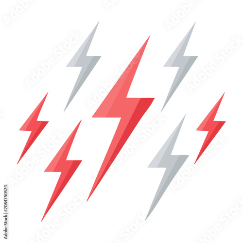 Red and Gray Lightning Bolt Icons on White Background