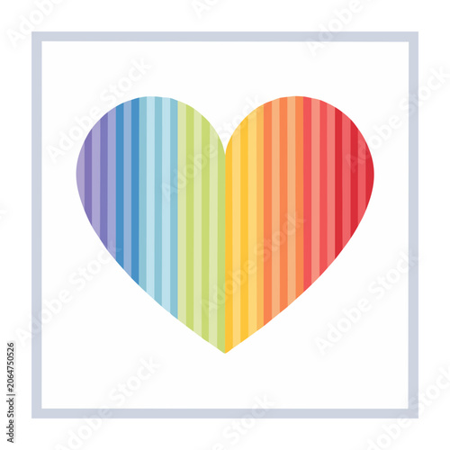 Rainbow Heart Icon in Flat Design
