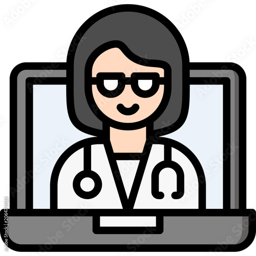 telehealth icon illustration design with filled outline