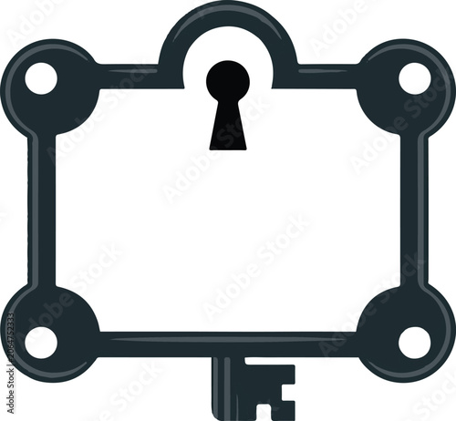Secret keyhole gate frame design with decorative studs and antique style.