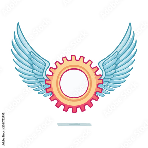 Gear with Wings Illustration on Transparent Background