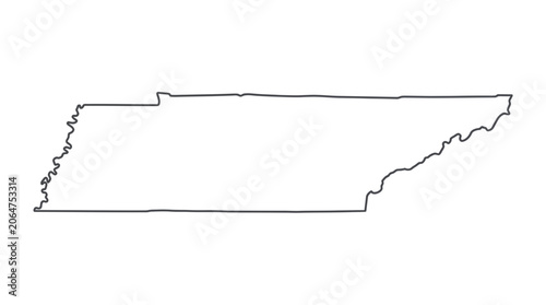 Outline Map of Tennessee State, USA