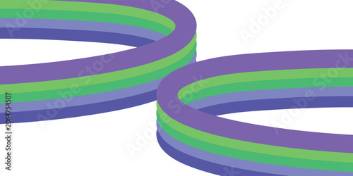 Photography Colorful Interlocking Rings In Vibrant Purple And Green.