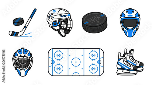 Canvas Print Ice Hockey Equipment and Rink Icon Set - Clean Vector Graphics