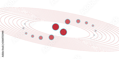 Tableau sur toile Atomic model with orbiting electrons illustration.