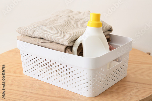Laundry basket with folded ...