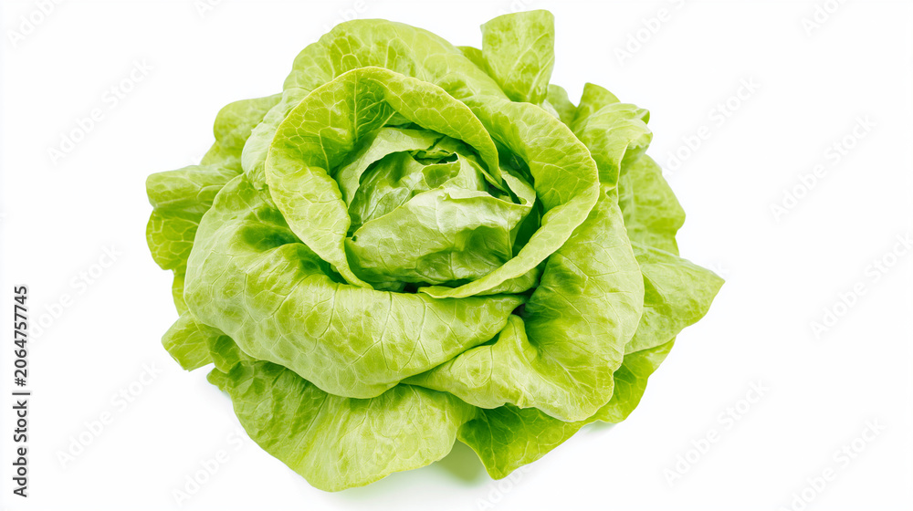 Fototapeta premium Green Lettuce Head Top View Isolated