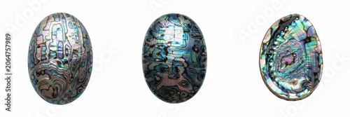 Tableau sur toile Set of magical fantasy dragon egg with shiny iridescent blue green scales texture for myth legend fairytale and game design asset isolated on transparent background, png
