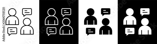Interview white and black icon set design