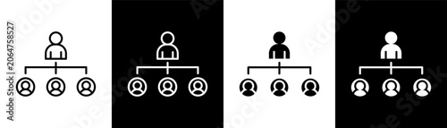 Slika na platnu Subordination white and black icon set design