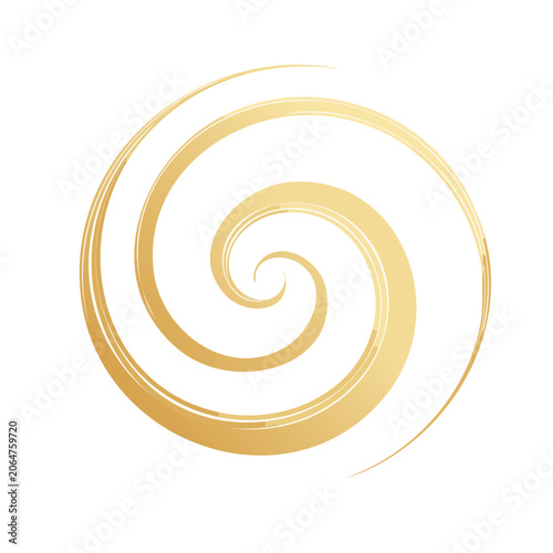 Golden spiral swirl on white background