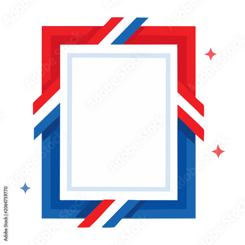 Red White and Blue Geometric Frame Border