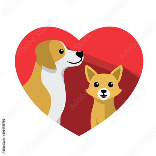 Two Dogs in a Heart Shape Illustration