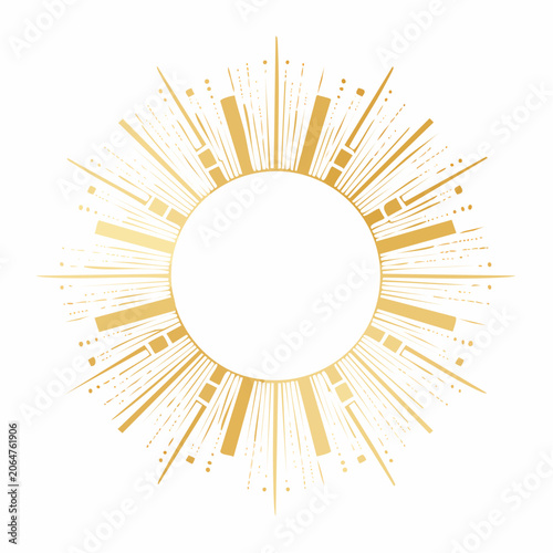 Golden Sunburst Frame with Geometric Elements