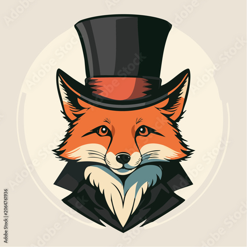 Stylized Fox Wearing a Top Hat and Suit