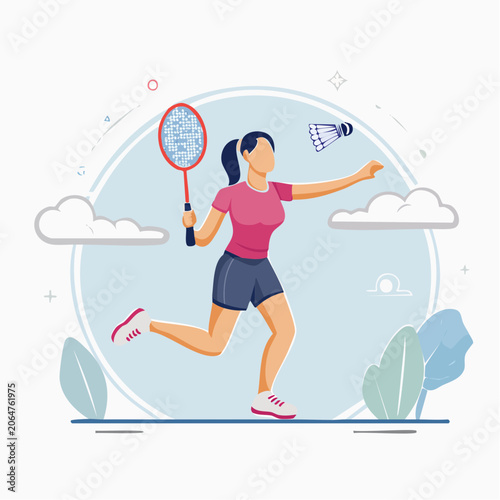 Woman Playing Badminton