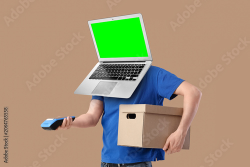 Male courier with payment t...